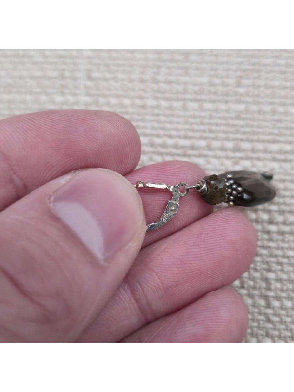 Sterling Silver Natural Smoky Quartz Leverback Earrings A7443 - Picture 4 of 6